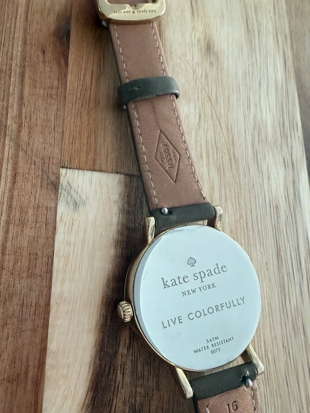 kate spade Gold-Tone Case with Olive Green Leather Strap Watch